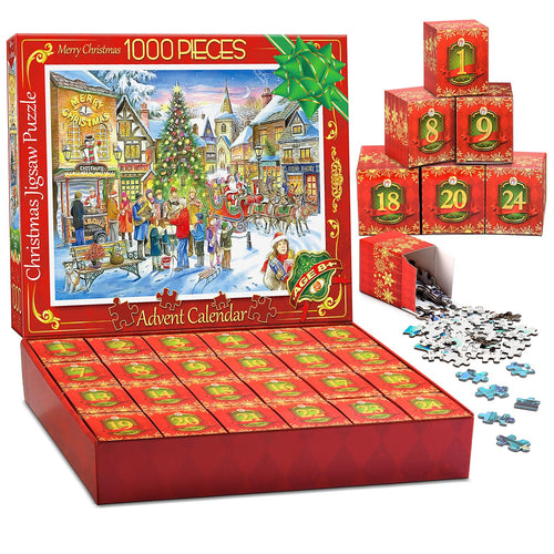 HappyKidsClub Calendario Avvento 2024, Puzzle 1000 Pezzi Regali Natale 2024 Calendario Avvento Uomo Idee Regalo Natale Calendario dell Avvento 2024 Puzzle Adulti Calendario Avvento Adulti