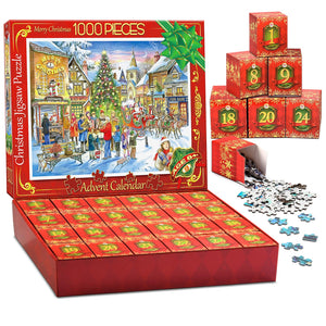 HappyKidsClub Calendario Avvento 2024, Puzzle 1000 Pezzi Regali Natale 2024 Calendario Avvento Uomo Idee Regalo Natale Calendario dell Avvento 2024 Puzzle Adulti Calendario Avvento Adulti