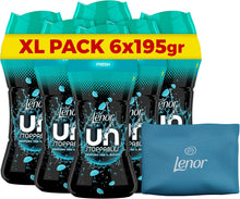 Carica l'immagine nel visualizzatore di Gallery, Lenor Unstoppables Fresh Profumatore Bucato Lavatrice, 6x195gr + Omaggio
