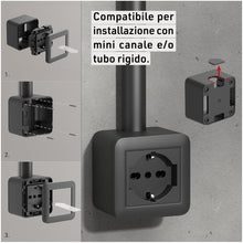 Carica l'immagine nel visualizzatore di Gallery, Electraline 60478 Contenitore da superficie FIXA con presa P40 (Schuko+10/16A), Nero, IP40, compatibile per installazion