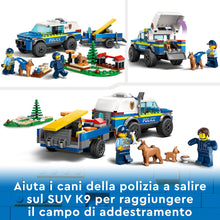 Carica l&#39;immagine nel visualizzatore di Gallery, LEGO 60369 City Addestramento Cinofilo Mobile, Set con Percorso a Ostacoli, SUV Macchina Polizia Giocattolo e Rimorchio, 2 Figure di Animali, Giochi per Bambini
