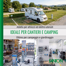Carica l'immagine nel visualizzatore di Gallery, FANTON 78100-E Adattatore industriale blu da spina CEE a presa schuko/bipasso universale, spina 2P+T 16A 220V IP44, per 