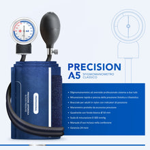 Carica l'immagine nel visualizzatore di Gallery, AIESI® Sfigmomanometro Manuale Professionale aneroide per adulti senza stetoscopio PRECISION A5, Garanzia Italia 24 mesi