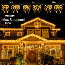 Carica l'immagine nel visualizzatore di Gallery, GYLEFY Luci Natale Esterno 10M Luci di Natale da Esterno Cascata 400 LED Tenda Luminosa Natale Esterno Impermeabili Collegabile Luci Natalizi Decorazioni Natalizie per Casa Giardino - Bianco Caldo