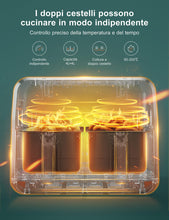Carica l'immagine nel visualizzatore di Gallery, Innsky Friggitrice ad Aria Doppio Cestello, 8L Friggitrice ad Aria Calda a Doppia Zona, 8 programmi di Air Fryer con Promemoria Shake, IT Ricette