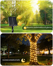 Carica l'immagine nel visualizzatore di Gallery, Tacobey Tubo Luci di Natale da Esterno, 10M 100 LED Catena Luminosa Esterno Solare, Impermeabile, 8 Modi, Decorative Per