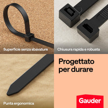 Carica l'immagine nel visualizzatore di Gallery, GAUDER Fascette nere resistenti UV (100 pezzi - 400 mm x 8,8 mm)