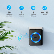 Carica l'immagine nel visualizzatore di Gallery, Campanelli Wireless, TeckNet Campanello Senza Fili Portatile Wireless Doorbell, 60 Suonerie, Indicatori LED, 400M Operat