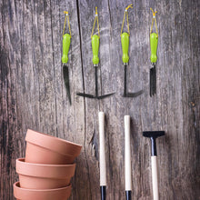 Carica l'immagine nel visualizzatore di Gallery, Relaxdays Set Attrezzi Giardino, Kit da 4 pz., Tridente, Rastrello, Paletta &amp; Zappetta, Giardinaggio, Ferro, verde