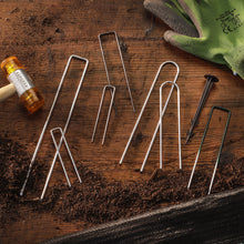 Carica l'immagine nel visualizzatore di Gallery, GardenMate 50x Picchetti di ancoraggio lunghi 150mm e larghi 25mm in filo d'acciaio dello spessore di 2,9mm, 42603132663