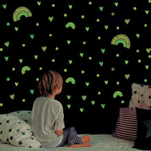 Carica l'immagine nel visualizzatore di Gallery, Set di 3 Adesivi Murali Luminosi a Forma di Cuore Arcobaleno, Decorazioni per Camera da Letto, Carta da Parati per Camer