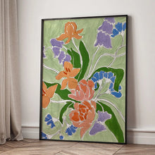 Carica l'immagine nel visualizzatore di Gallery, Illustrazione di fiori e foglie, stile astratto, poster e stampe, quadri su tela per decorare pareti, immagini per hotel