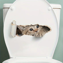 Carica l'immagine nel visualizzatore di Gallery, Adesivo per sedile WC con gatto dei cartoni animati - Decorazione da parete autoadesiva per bagno, camera da letto, sogg