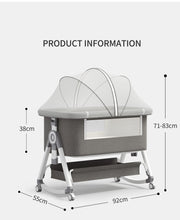 Carica l'immagine nel visualizzatore di Gallery, Culla combinata 3 in 1 per neonati, lettino da affiancare al letto, box per bambini, ruote girevoli, altezza regolabile,