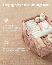 Carica l'immagine nel visualizzatore di Gallery, Organizer per Pannolini a Quadretti, Elegante Cesto Portaoggetti per Cameretta, Regalo per Baby Shower, Essenziali per N