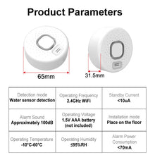Carica l'immagine nel visualizzatore di Gallery, Rilevatore di Perdite d'Acqua WiFi Tuya, Sensore Intelligente con Allarme Sonoro ad Alto Decibel per Cucina e Bagno, Avv