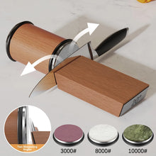 Carica l'immagine nel visualizzatore di Gallery, Affilacoltelli a rullo con supporto magnetico, pietra diamantata per affilare e rullo con angoli di 15 e 20 gradi, set d