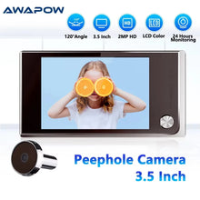 Carica l'immagine nel visualizzatore di Gallery, Telecamera spioncino per porta wireless Awapow Campanello per visore digitale da 3,5 pollici 120 ° Monitor con schermo L