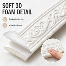Carica l'immagine nel visualizzatore di Gallery, 1 rotolo da 10 m di bordo decorativo autoadesivo da 5 mm di spessore per pareti 3D, adesivo flessibile per battiscopa, p