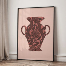 Carica l'immagine nel visualizzatore di Gallery, Quadro su tela con motivo di foglie e vasi, decorato con strisce rosse, ideale come poster e stampa astratta per hotel, 