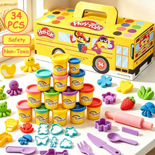 Carica l'immagine nel visualizzatore di Gallery, Set di Argilla Colorata in Scatola per Bambini, Pasta Modellabile di Grande Capacità con Stampi, Giocattolo Creativo Edu