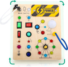 Carica l'immagine nel visualizzatore di Gallery, Joyreal Busy Board Montessori 2 Anno, Giochi in Legno con 19 LED, Pannello Sensoriale Bambini Montessori, Giochi Educativi Regalo Bimbo 2 3 4 Anni