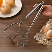 Carica l'immagine nel visualizzatore di Gallery, Schiacciapatate in Acciaio Inox 304, Sbattitore per Uova, Utensile Manuale Salva-Lavoro per Schiacciare Frutta e Verdura