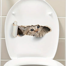 Carica l'immagine nel visualizzatore di Gallery, Adesivo per sedile WC con gatto dei cartoni animati - Decorazione da parete autoadesiva per bagno, camera da letto, sogg