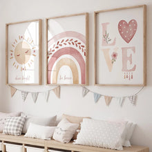 Carica l'immagine nel visualizzatore di Gallery, Acquerello Unicorno Sole Luna Arcobaleno Nuvola Wall Art Canvas Painting Cartoon Poster e stampe Immagini Ragazza Camera