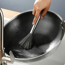 Carica l'immagine nel visualizzatore di Gallery, Spazzola per Pentole in Acciaio Inox, Spazzola Multiuso per Pulizia con Manico in Acciaio, Ausiliario per la Pulizia Dom