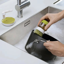 Carica l'immagine nel visualizzatore di Gallery, Spazzola per piatti con dispenser di sapone, spazzola multiuso con dispenser di sapone per la pulizia della casa, spazzo