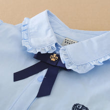 Carica l'immagine nel visualizzatore di Gallery, Camicia con Colletto a Volant per Ragazze 5-12 Anni, Manica Lunga 100% Cotone, Uniforme Scolastica, Top Quotidiano per B