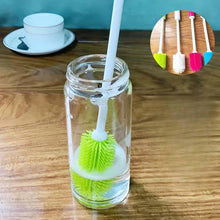 Carica l'immagine nel visualizzatore di Gallery, 1 spazzola per la pulizia con manico lungo, impugnatura antiscivolo per bottiglie strette, spazzola in plastica resisten
