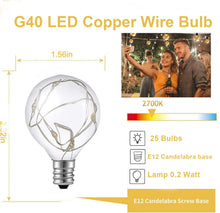 Carica l'immagine nel visualizzatore di Gallery, Lampadina LED G40 Lampadina in filo di rame Impermeabile E12 DC3V Bianco caldo 2700K Lampadina LED infrangibile per luci a corda Decorazioni per feste a casa
