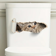 Carica l'immagine nel visualizzatore di Gallery, Adesivo per sedile WC con gatto dei cartoni animati - Decorazione da parete autoadesiva per bagno, camera da letto, sogg