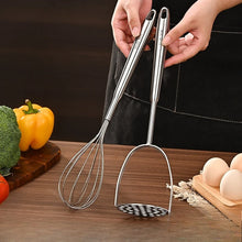 Carica l'immagine nel visualizzatore di Gallery, Schiacciapatate in Acciaio Inox 304, Sbattitore per Uova, Utensile Manuale Salva-Lavoro per Schiacciare Frutta e Verdura