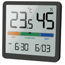 Carica l'immagine nel visualizzatore di Gallery, Orologio digitale LCD Igrotermografo Termometro interno Igrometro Home Office Desktop Monitor da tavolo Misuratore di um