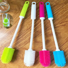 Carica l'immagine nel visualizzatore di Gallery, 1 spazzola per la pulizia con manico lungo, impugnatura antiscivolo per bottiglie strette, spazzola in plastica resisten