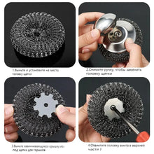 Carica l'immagine nel visualizzatore di Gallery, 5/1 pz Spazzola per pentole in acciaio inossidabile da cucina con manici Palla metallica per piatti Scrubber in metallo 