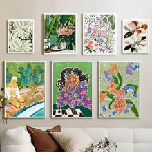 Carica l'immagine nel visualizzatore di Gallery, Illustrazione di fiori e foglie, stile astratto, poster e stampe, quadri su tela per decorare pareti, immagini per hotel