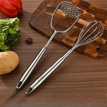 Carica l'immagine nel visualizzatore di Gallery, Schiacciapatate in Acciaio Inox 304, Sbattitore per Uova, Utensile Manuale Salva-Lavoro per Schiacciare Frutta e Verdura