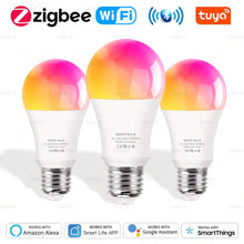 Carica l'immagine nel visualizzatore di Gallery, Tuya Wifi/Zigbee/Bluetooth Smart Ha Condotto La Lampadina Alexa Ha Condotto La Lampada E27 RGB CW WW Lampade Intelligent
