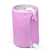 Carica l&#39;immagine nel visualizzatore di Gallery, Paracolpi lettino 4 lati 420 x 30 cm, Rosa bianco COTONE + MINKY grigio