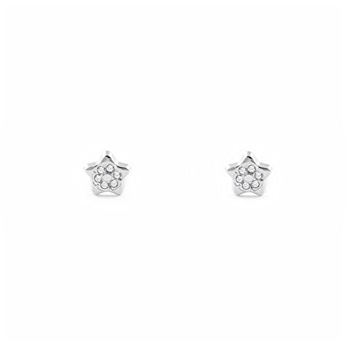 Orecchini per bambini stella - oro bianco 9K (375)