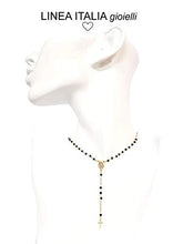 Carica l&#39;immagine nel visualizzatore di Gallery, Collana rosario in Argento 925 dorato e perline nere - Linea Italia gioielli... - Ilgrandebazar