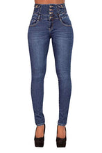 Carica l'immagine nel visualizzatore di Gallery, Glook Skinny Jeans Donna Pantaloni A Vita Alta Legging Eleganti 38, Blu