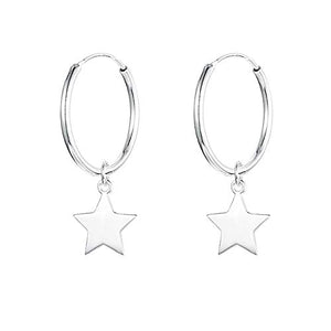 Fu You Orecchini in Argento 925 Orecchino a Cerchio con Pendente a... - Ilgrandebazar