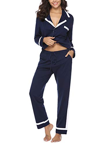 Hawiton Pigiama Donna Lungo Invernale 2 Pezzi Cotone Semplice Ed L, Bl �  Ilgrandebazar.it