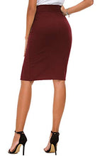 Carica l'immagine nel visualizzatore di Gallery, EXCHIC Donna Vita Alta Gonna Elastico Bodycon Midi XL, Vino Rosso - Ilgrandebazar
