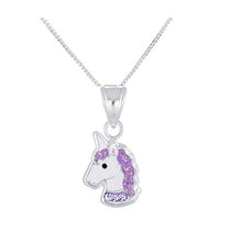 Carica l'immagine nel visualizzatore di Gallery, FIVE-D Ciondolo per Bambini con Catena a Forma di Unicorno, Cavallo Lilla - Ilgrandebazar